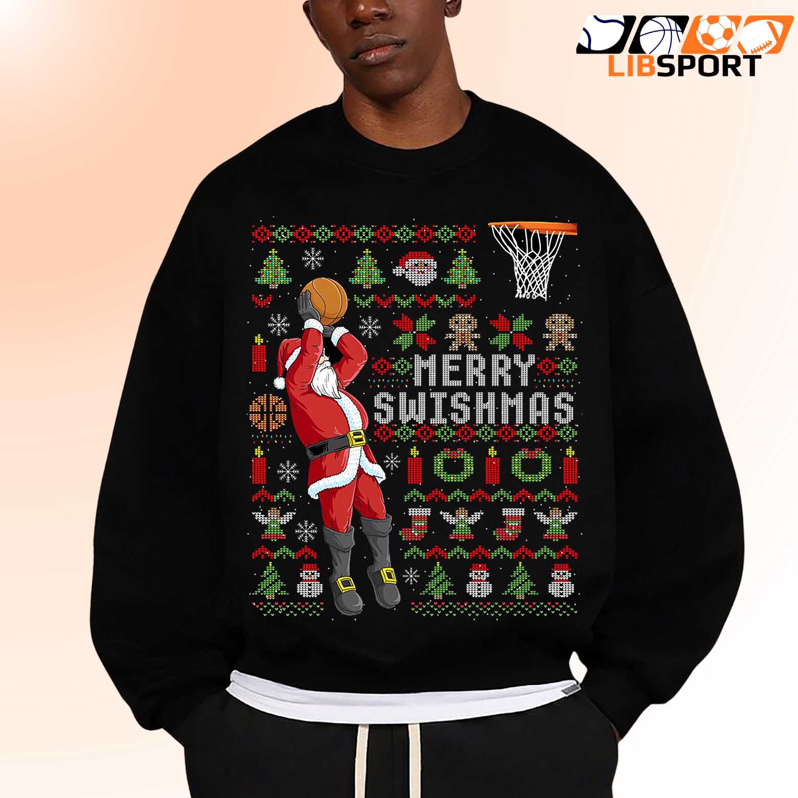 Ugly Christmas Merry Swishmas T Shirt, Basketball Holiday Tee, Unisex Graphic Shirt